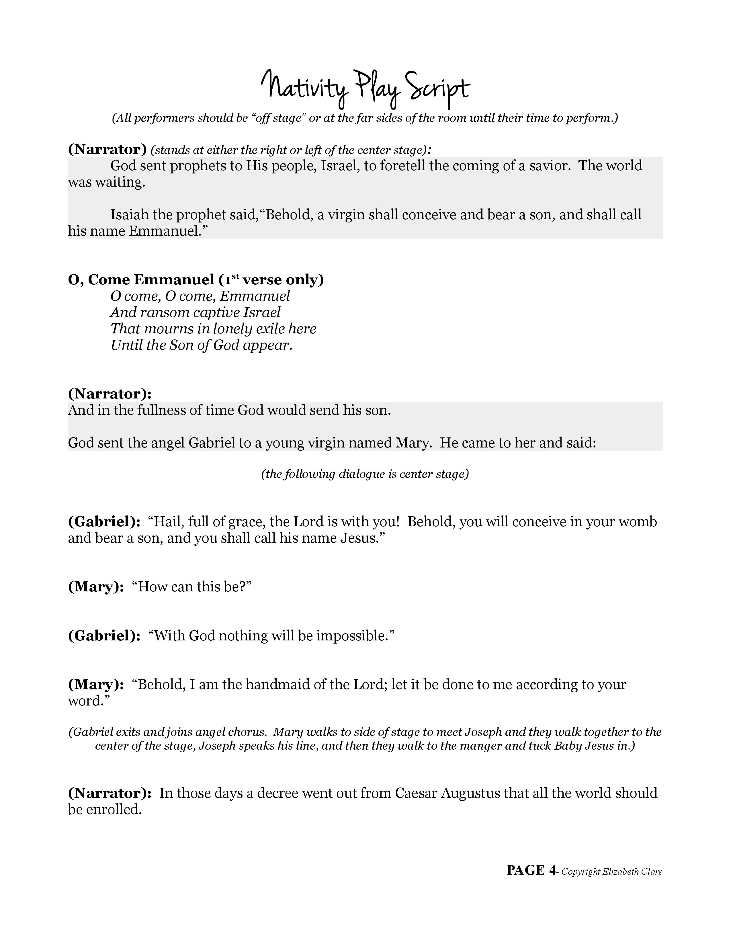 O Come Emmanuel A Nativity Play Script PDF Elizabeth Clare O Come Emmanuel A Nativity Play Script PDF Elizabeth Clare