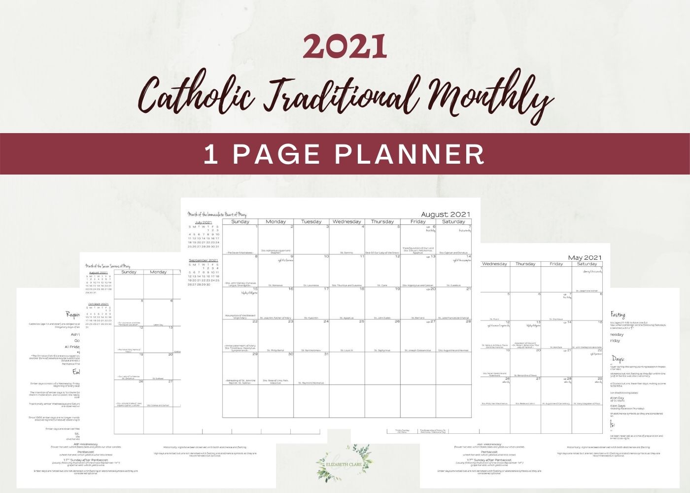 Monthly Catholic Planner Printable