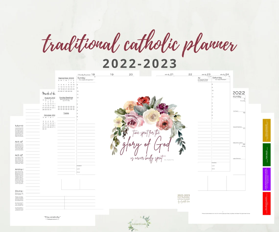 20212022 Traditional Catholic Planner Half Size Printable TLM
