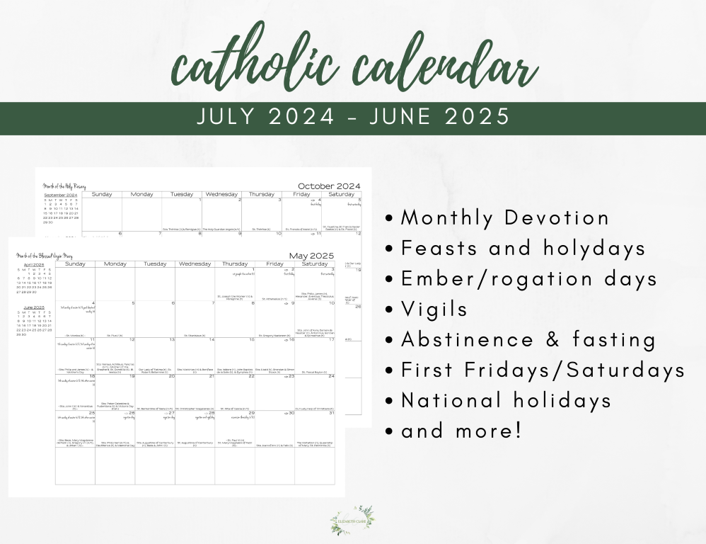 20242025 Catholic Calendar elizabeth clare